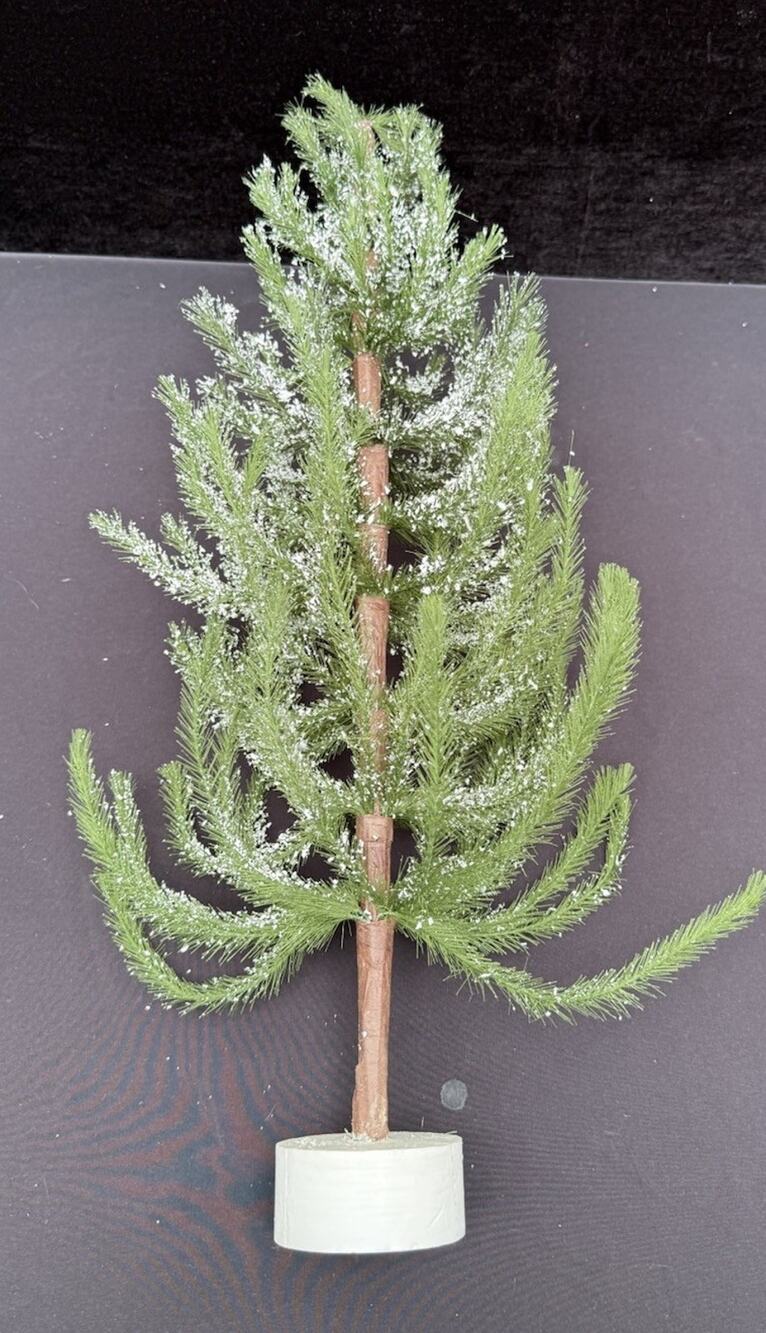 Vtg 23” Department 56 Fluffy Evergreen Frosty Tree Wooden Base Rare!